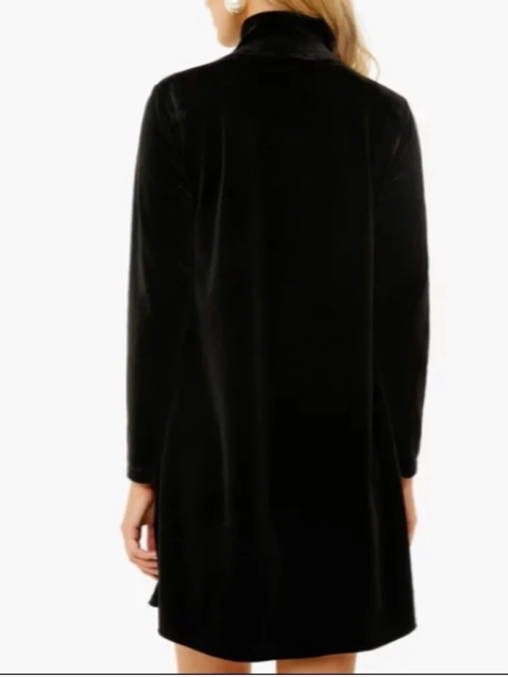 POMANDER PLACE Black Velvet Mock Neck Mottershead Mini Dress Size Medium